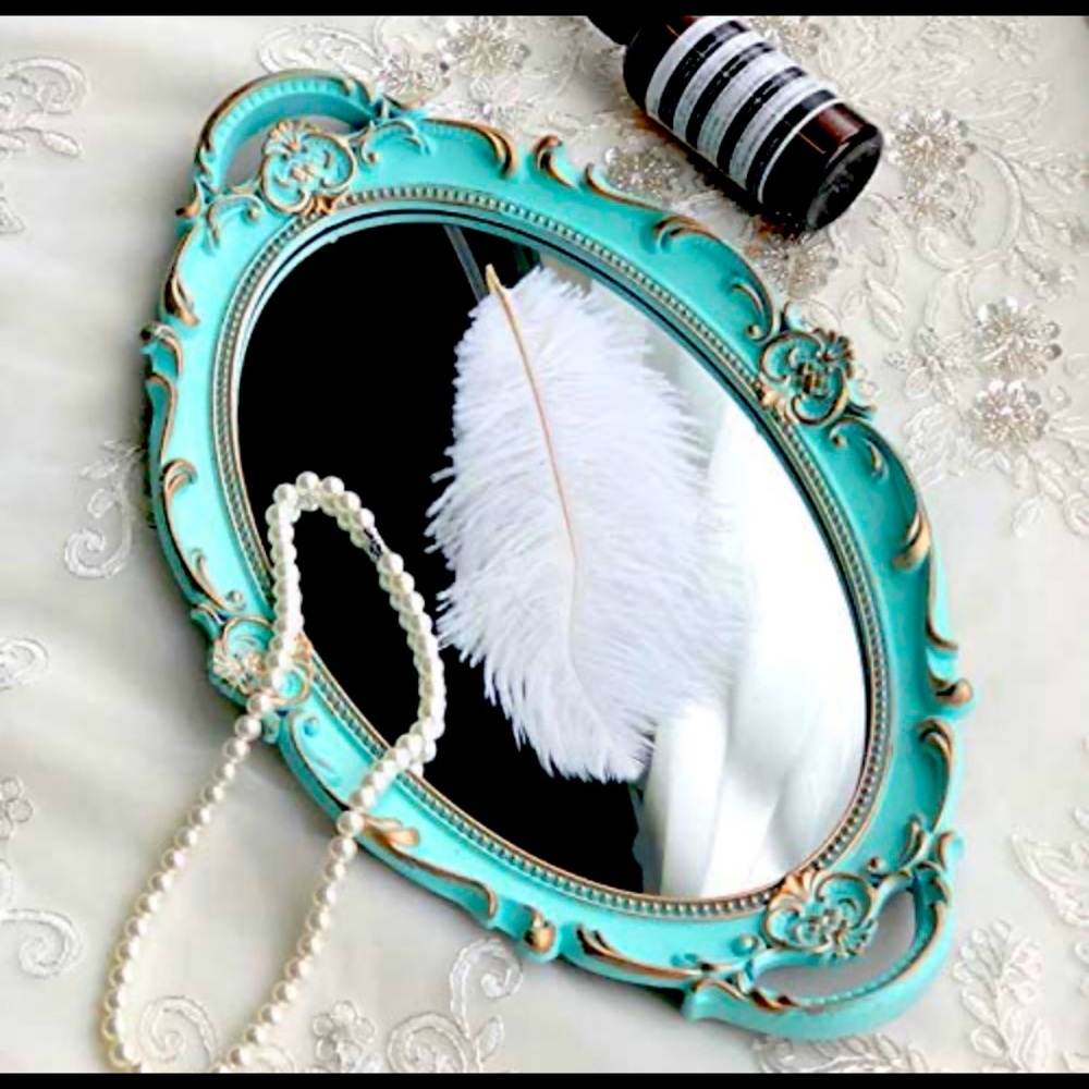 Vintage Style Mirrored Tray (Golden Blue)